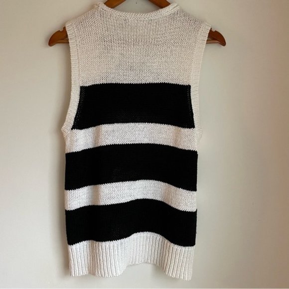 Lauren Ralph Lauren Knitted Mockneck Black and White Striped Tank Top si… - Picture 3 of 10